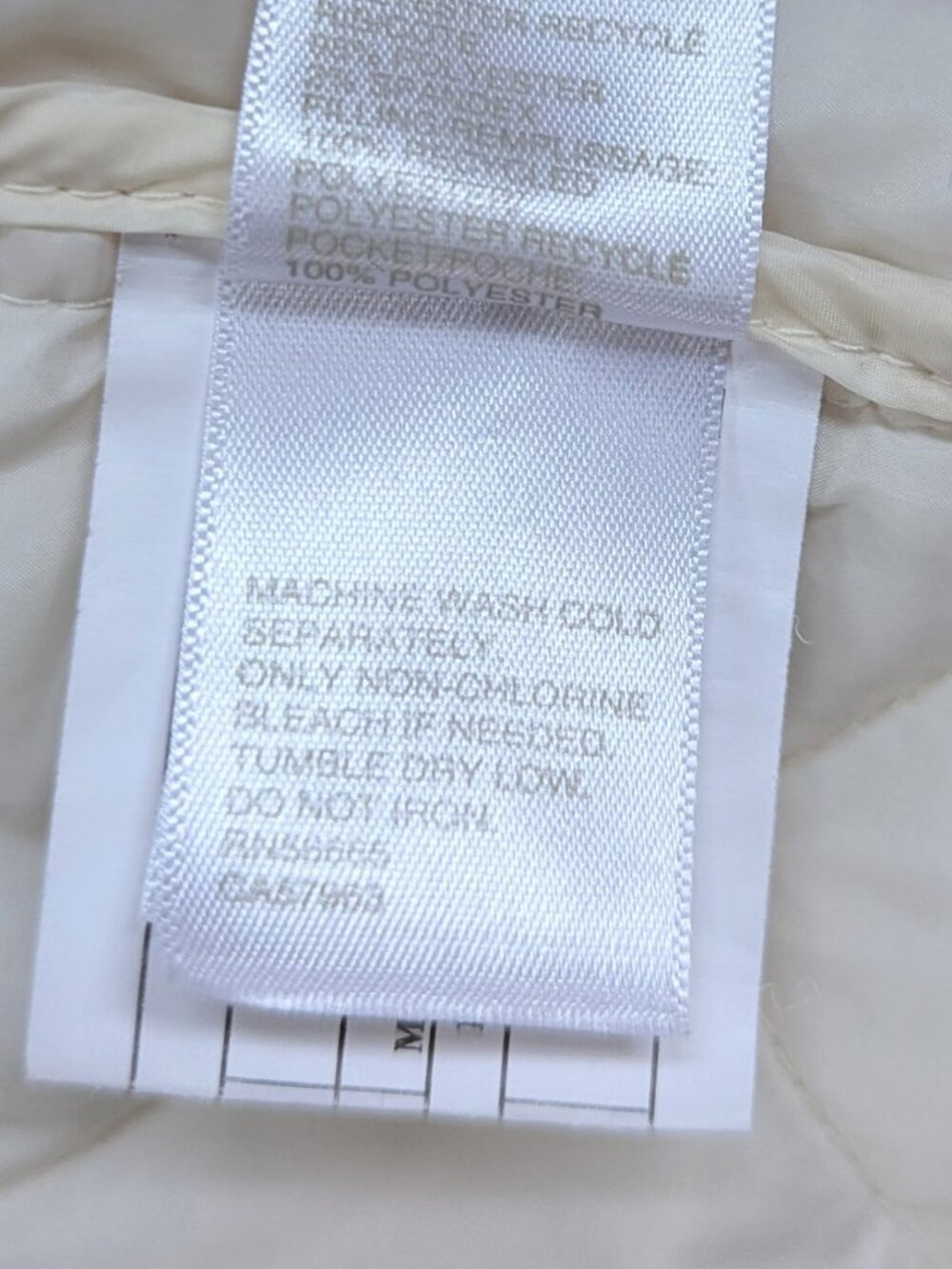 Zella Skyline Quilted Lightweight Longline Coat Size M Ivory - Picture 15 of 15